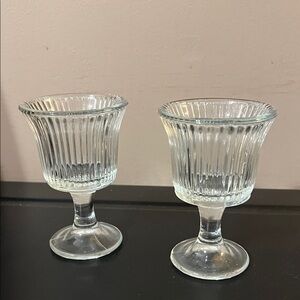 Vintage Ribbed Glass Candle Holders